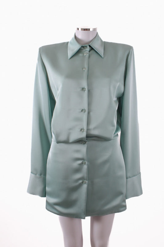 The Attico Satin Shirt Dress Green 40 | O/S, Green