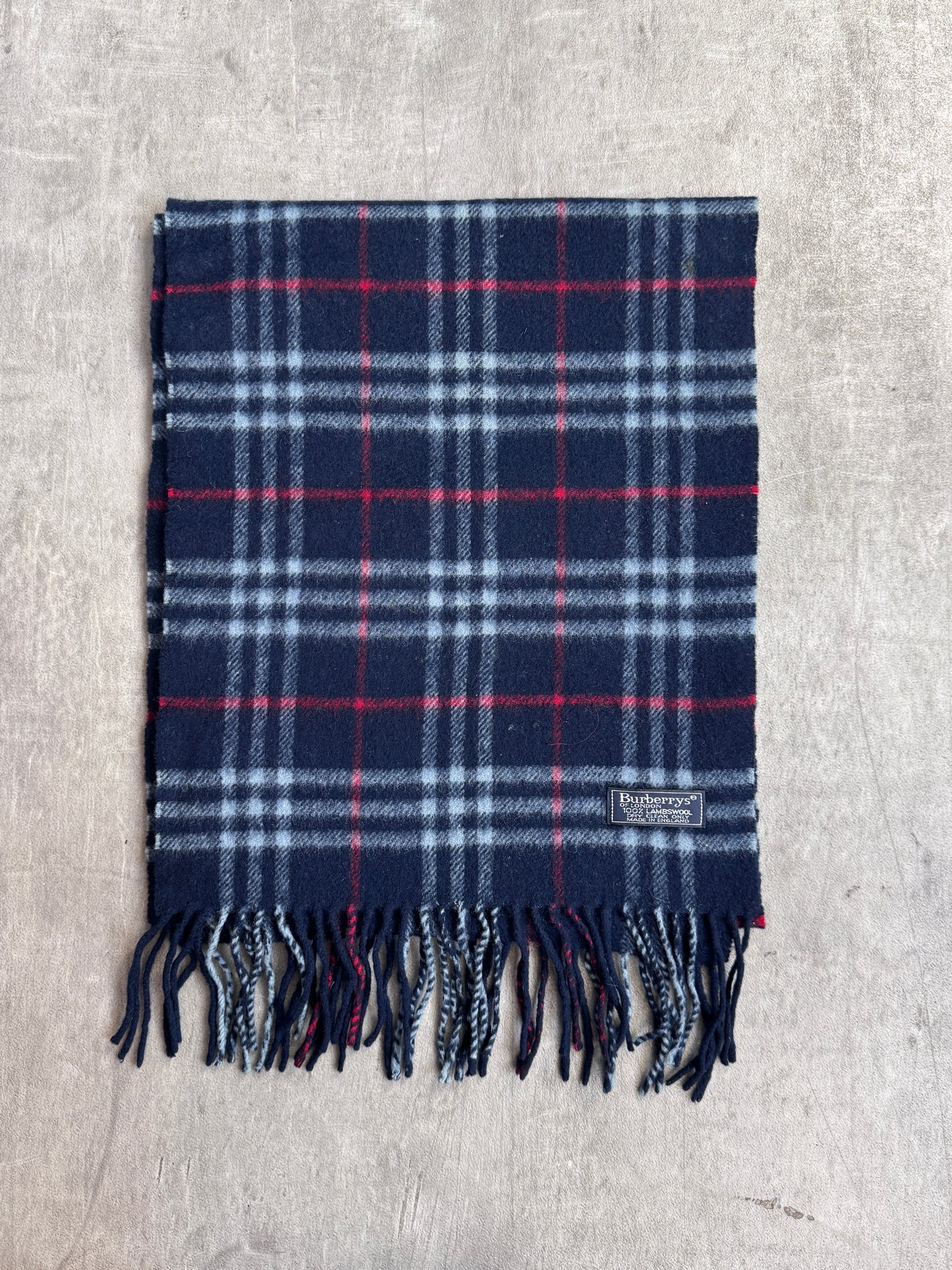 Burberry Classic Navy Nova Check 100% Lambswool Scarf