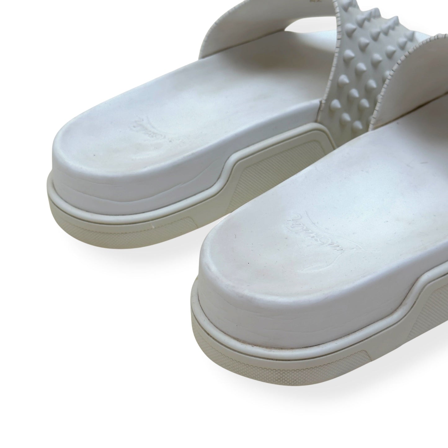 CHRISTIAN LOUBOUTIN POOL FUN SPIKES SLIDE WHITE 42 / UK8 | UK 8, White