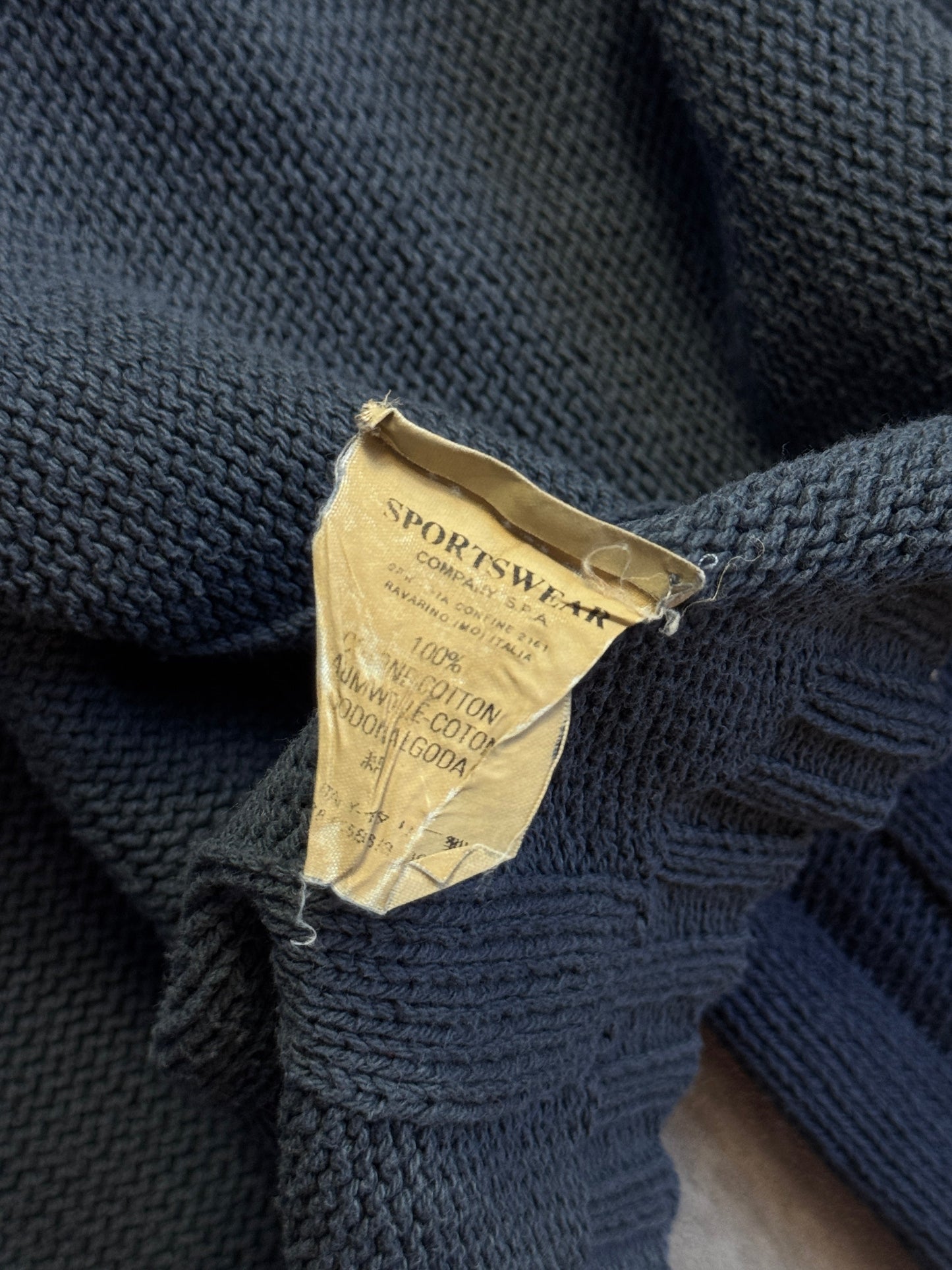 S/S 2003 Stone Island Washed Petrol Blue Zip Knit Sweater