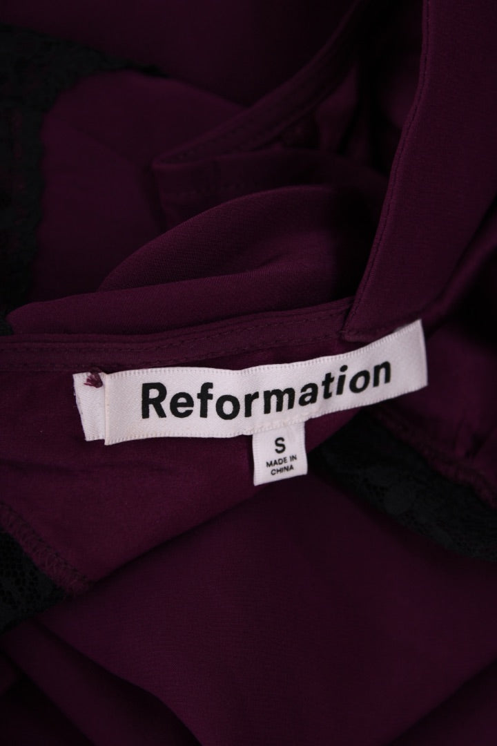 Reformation S/S Lace Trim Slip Dress Plum/ Black S | Default Title, Black