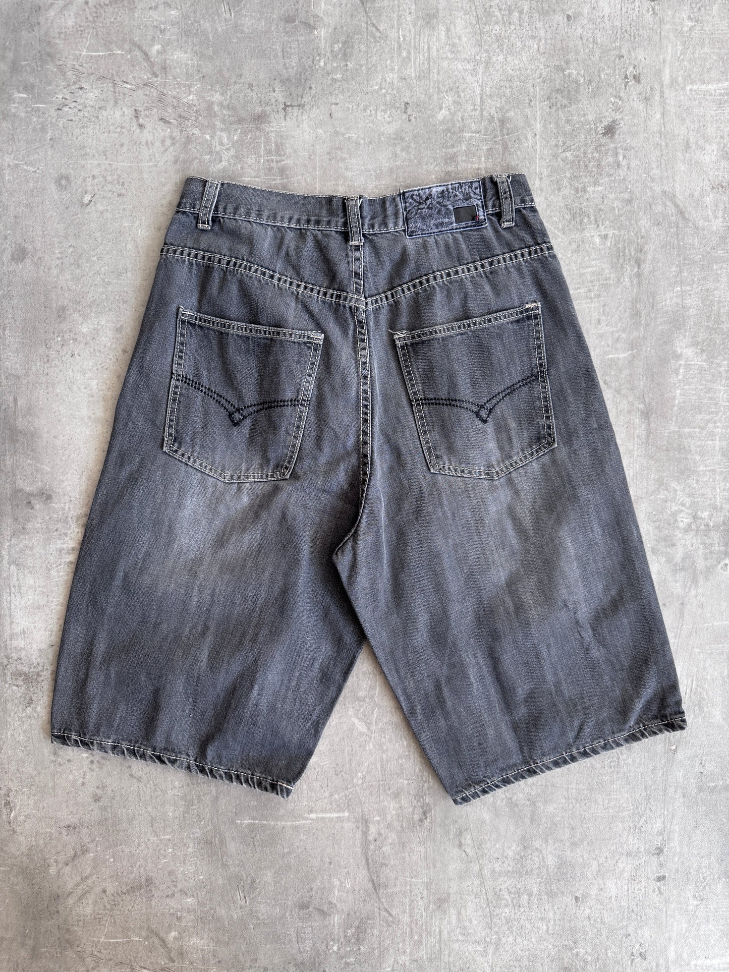 Ecko Unlimited Grey Embroidered Layered Spellout Jorts