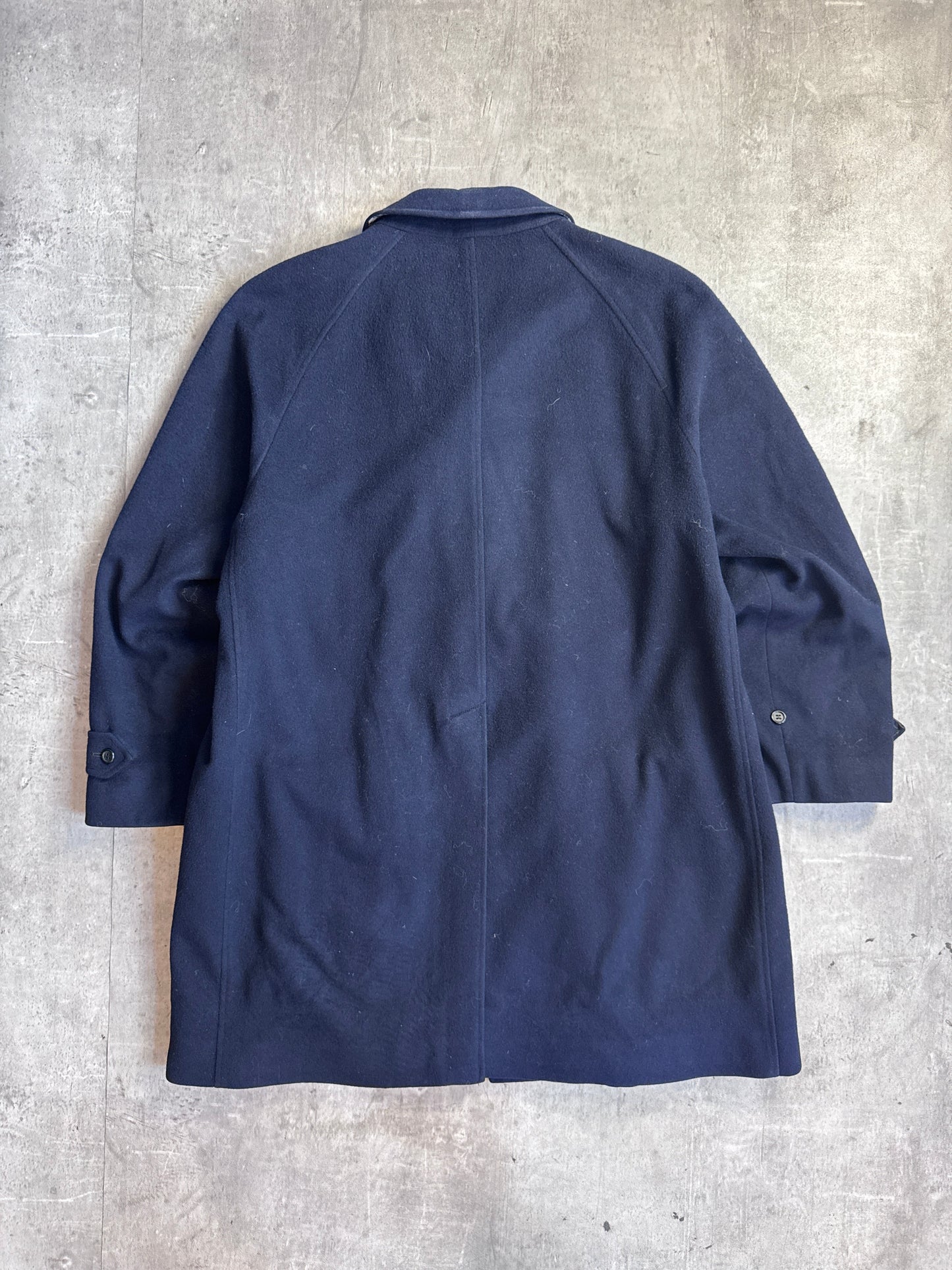 Burberry Navy Heavy Wool Overcoat