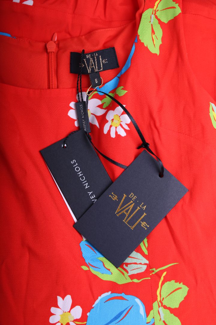 DE LA VALI Floral Strappy Mini Dress Red 6 | O/S, Red