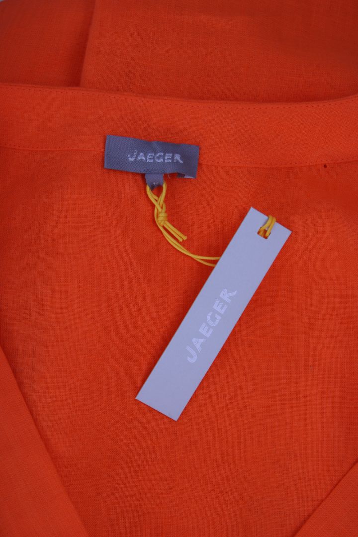 Jaeger Linen Midi Dress Orange 12 | O/S, Orange