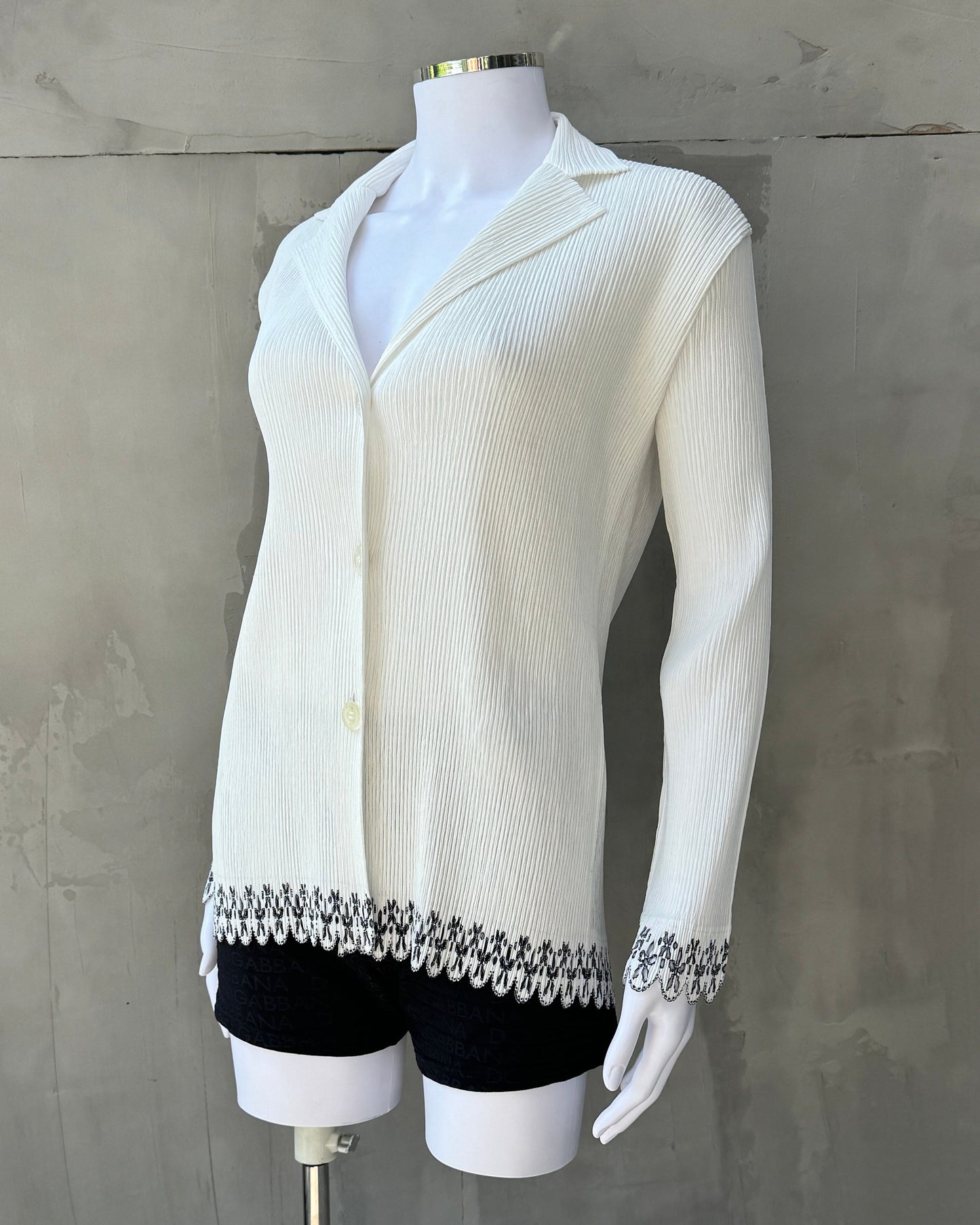 ISSEY MIYAKE AW01 PLEATED WHITE BLAZER - S/M | Medium, White