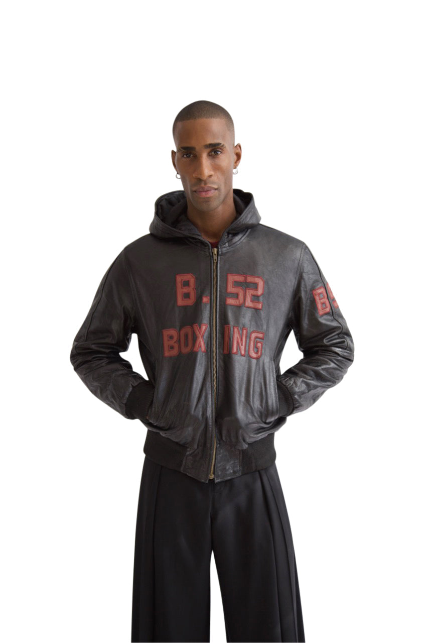B.52 Boxing Leather Hooded Jacket
