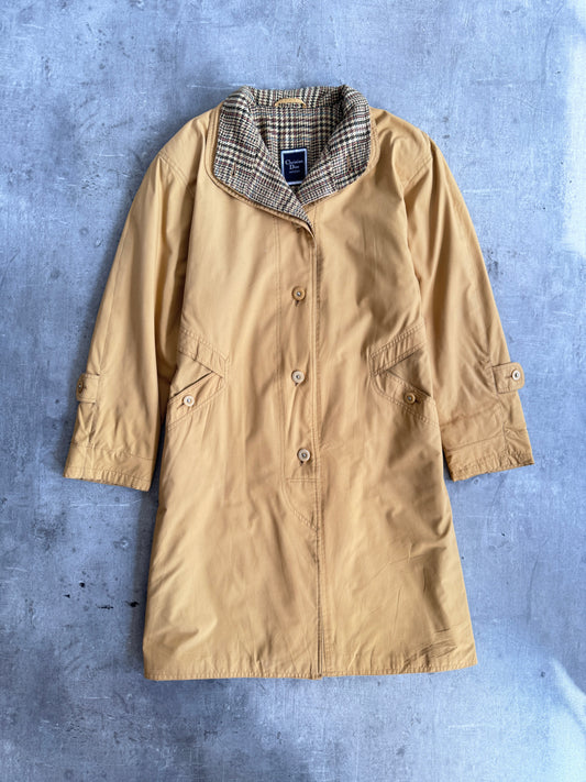 Christian Dior Mustard Herringbone Lined Overcoat