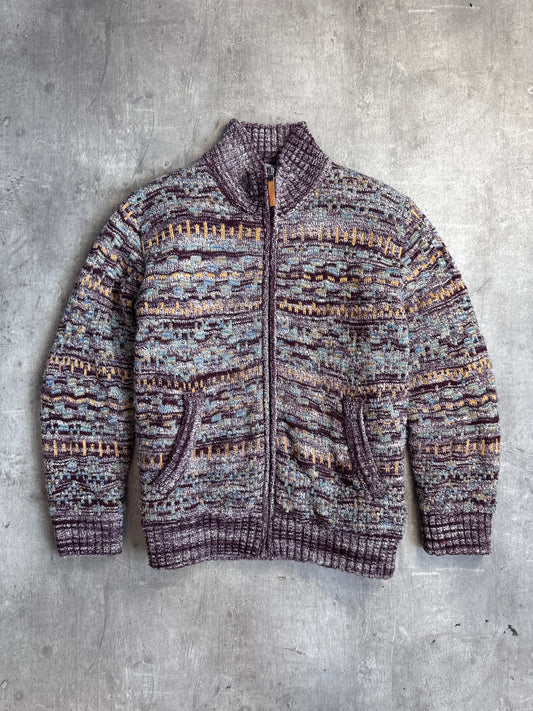 Missoni Multi Patterned Quilted Knit Sweater Jacket