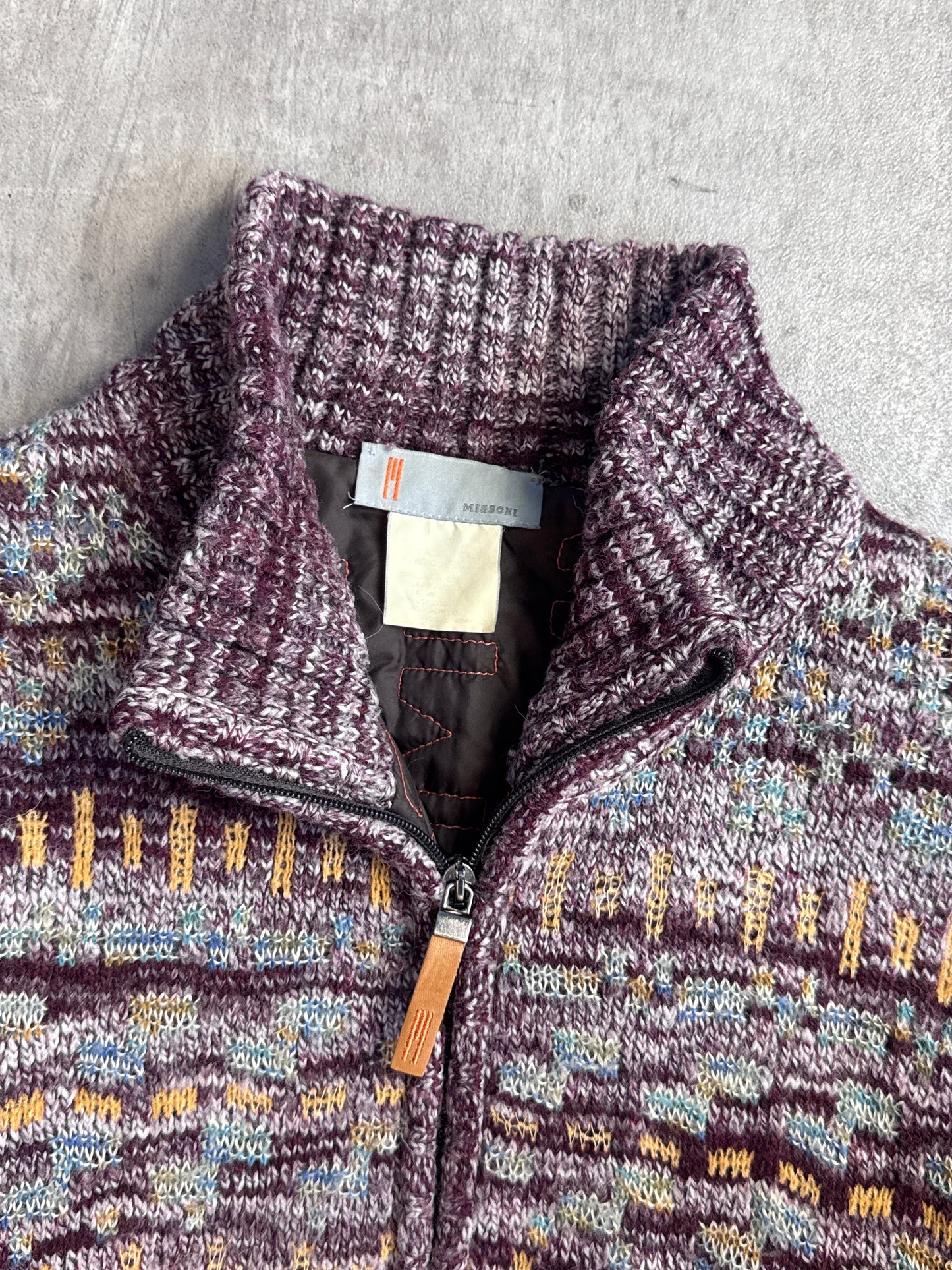 Missoni Multi Patterned Quilted Knit Sweater Jacket