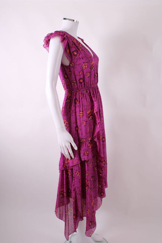 Ulla Johnson S/S Floral Shimmer Dress Purple/ Orange 4 | O/S, Orange