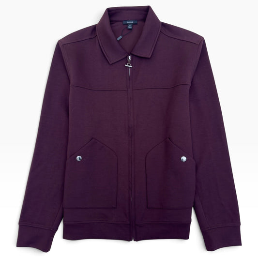 REISS NEWLAND INTERLOCK ZIP JACKET BURGUNDY XL | XL, Burgundy