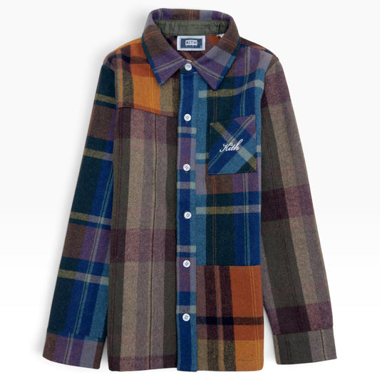 KITH KIDS PATCHWORK PLAID FLANNEL SHIRT MULTICLOURED 8/9Y | 8-9 years, Red
