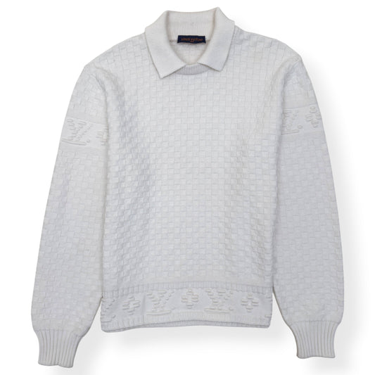 LOUIS VUITTON DAMIER POLO SWEATER WHITE XL | XL, White