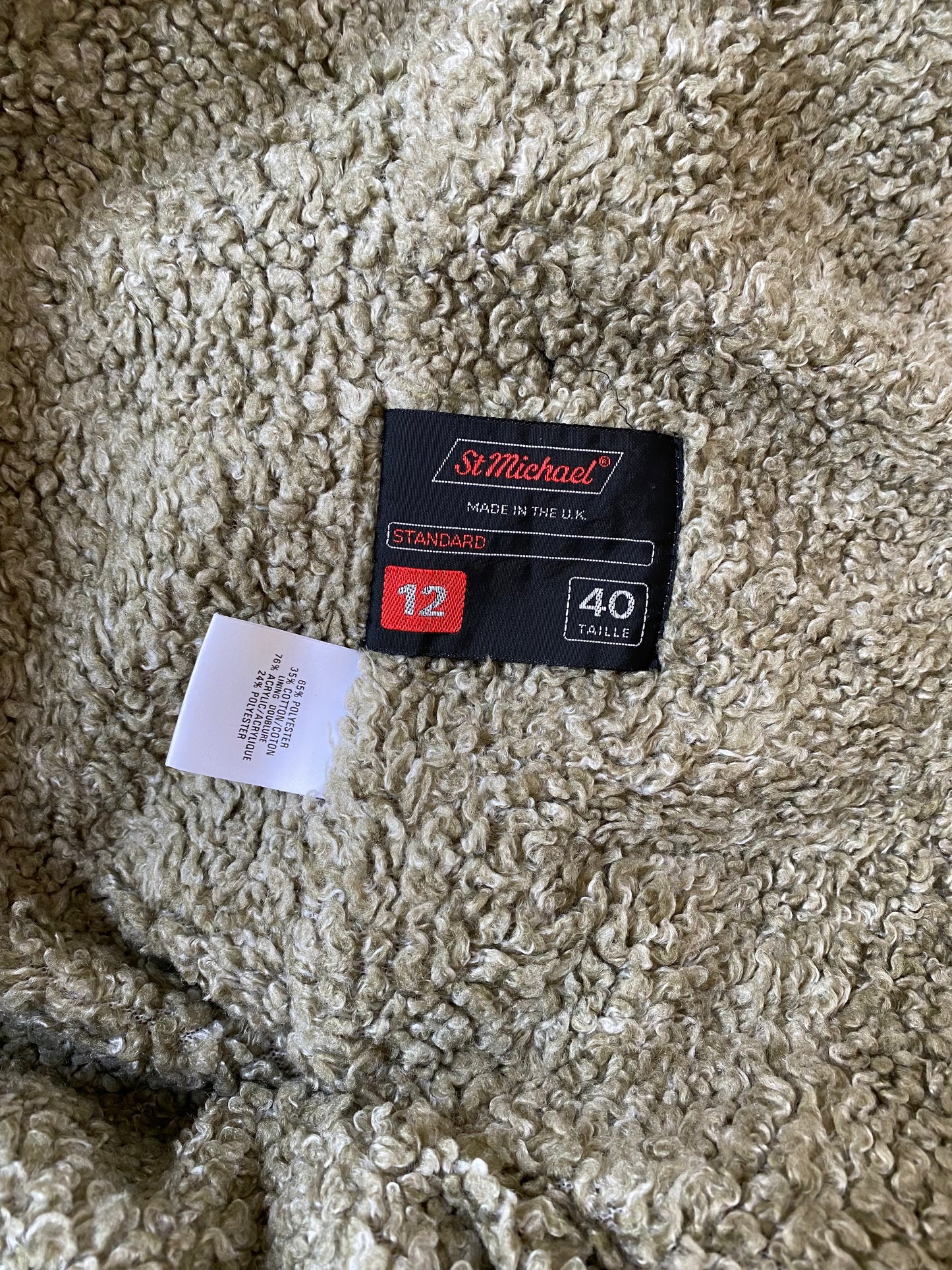 90's St. Micheal Fleece Lined Trench Coat in Olive Green