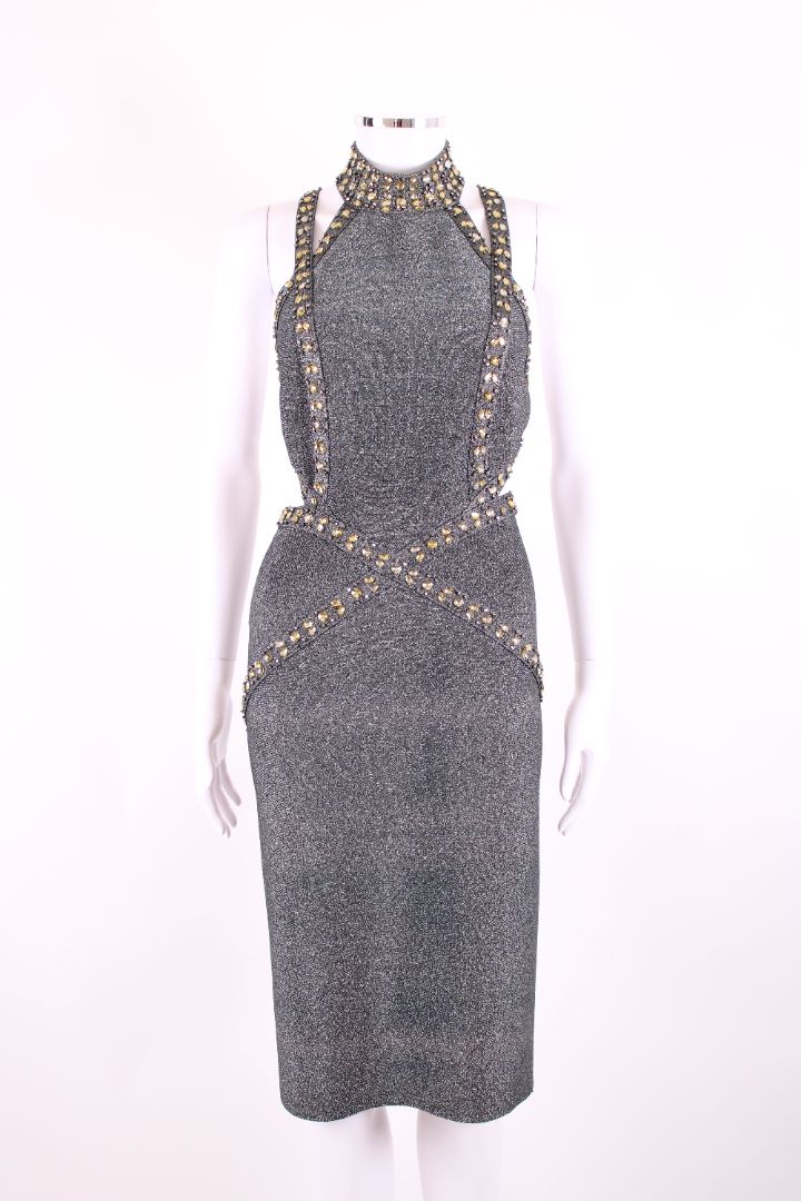 herve leger silver dress Herve Leger S/S Crystal Bandage Dress Silver S – Known Source