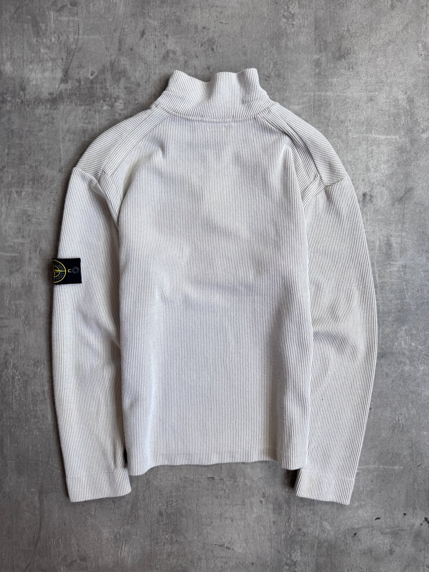 S/S 2002 Stone Island Beige Ribbed Quarter Zip Sweater