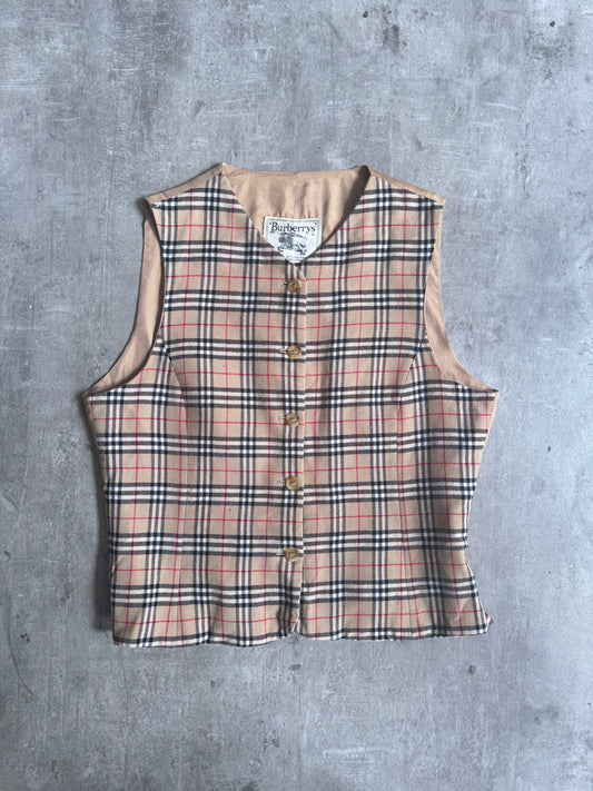 1990 Burberry Wool Nova Check Waistcoat