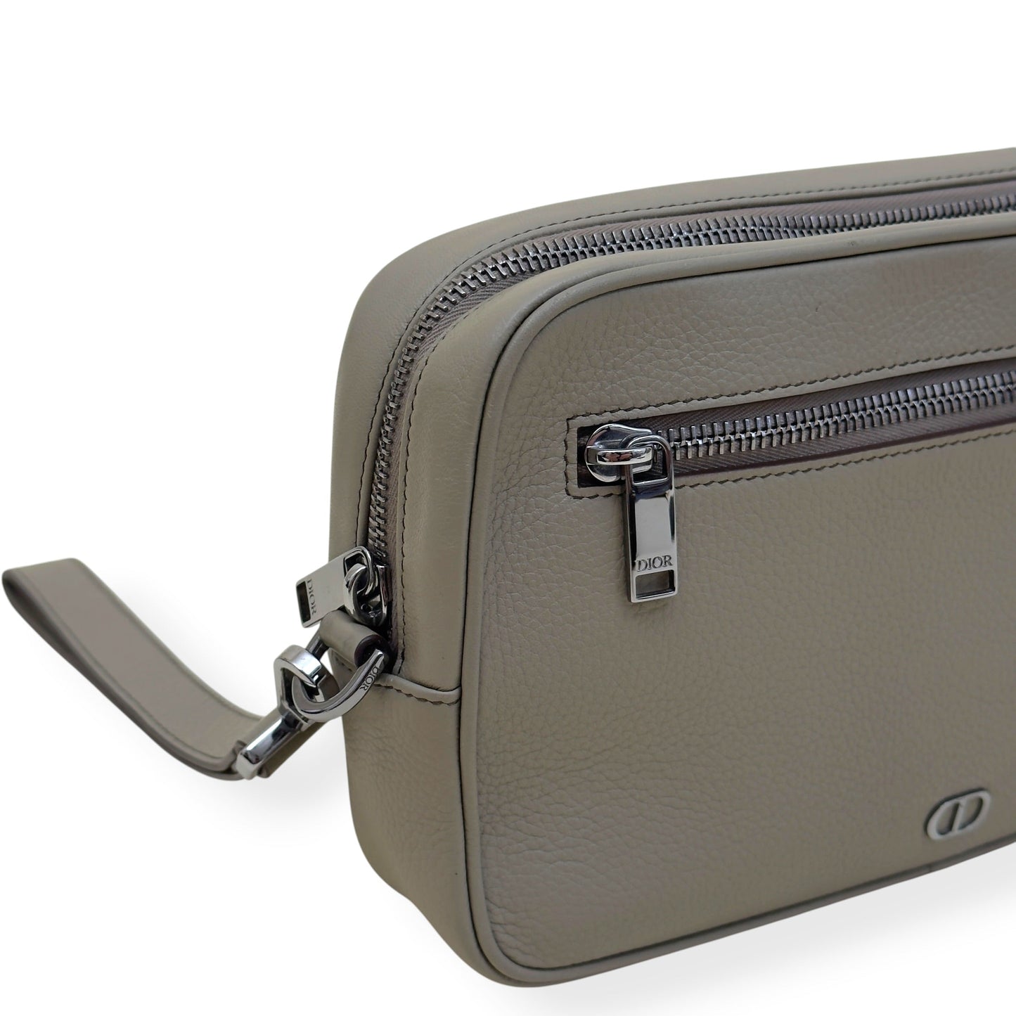 DIOR CD ICON GRAINED LEATHER ZIPPED POUCH TAUPE S | O/S, Taupe