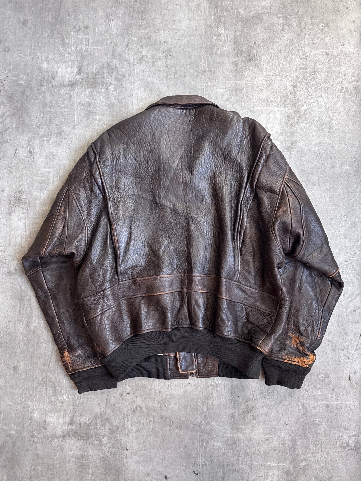 Avirex G-1 Distressed Brown Leather Flight Jacket (SOLD AS SEEN)