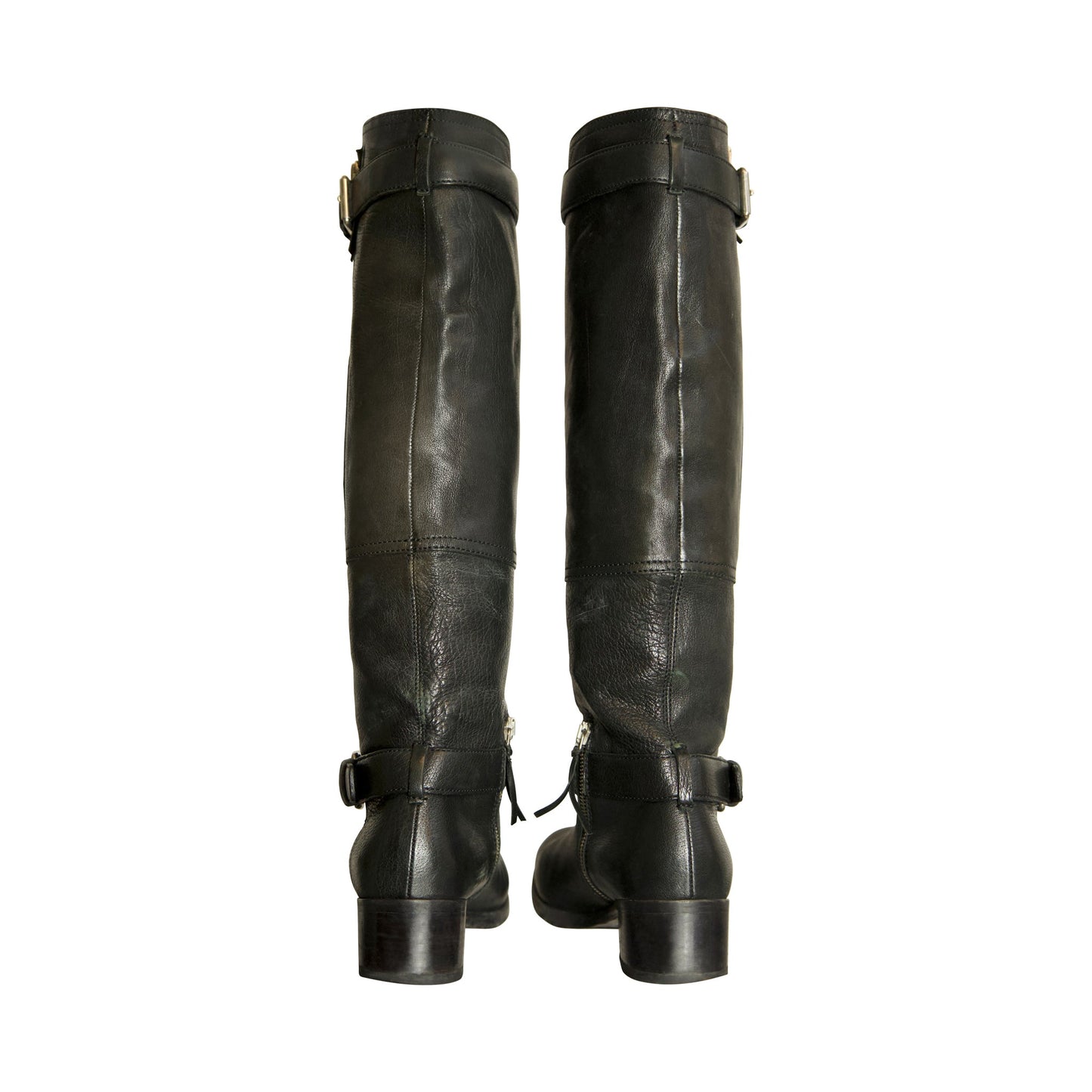 Miu Miu Brown Leather Knee Length Buckled Boots