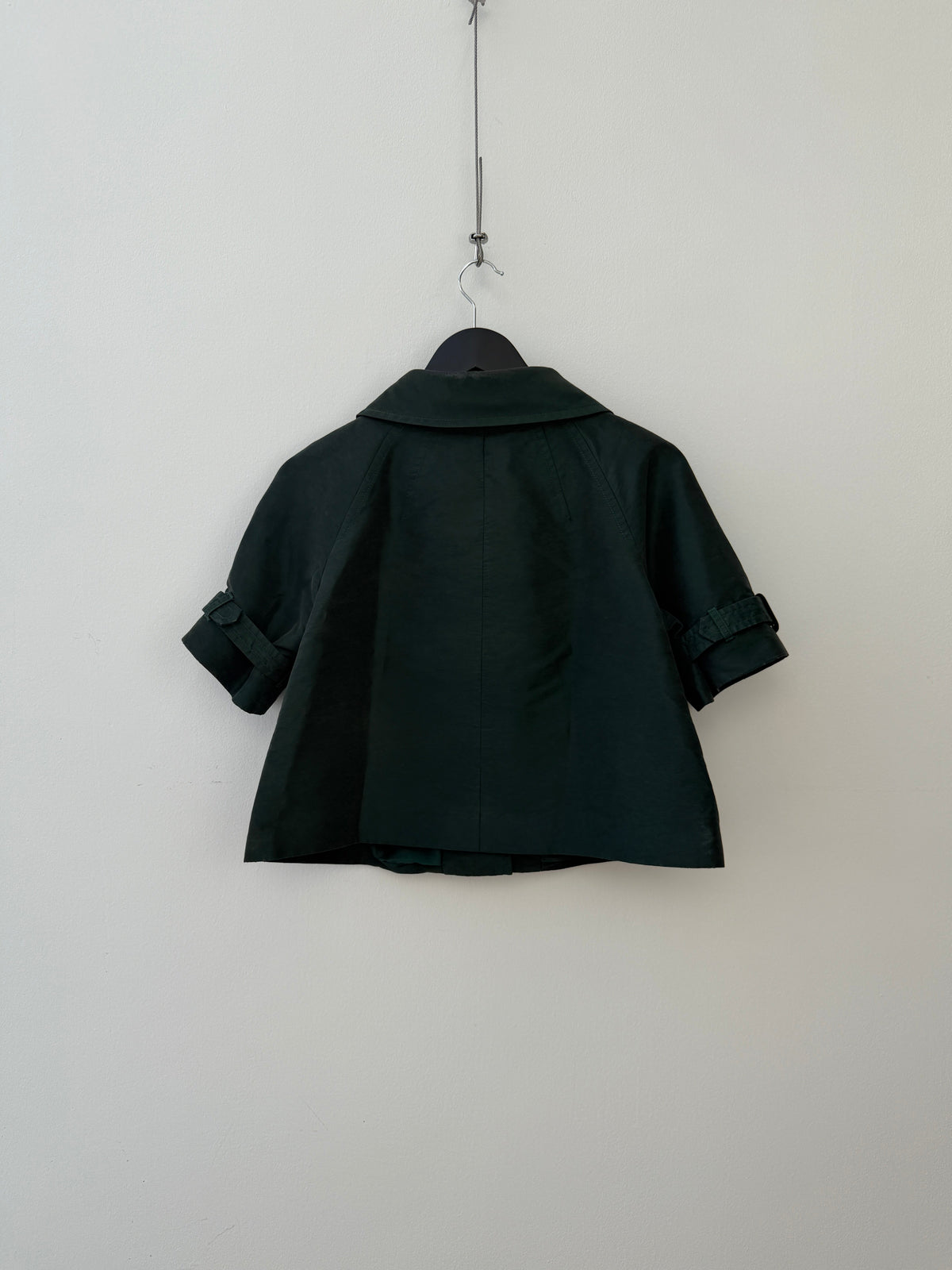 Prada 00s Forest Green Silk-Blend Shortsleeve Blouson | Medium, Green