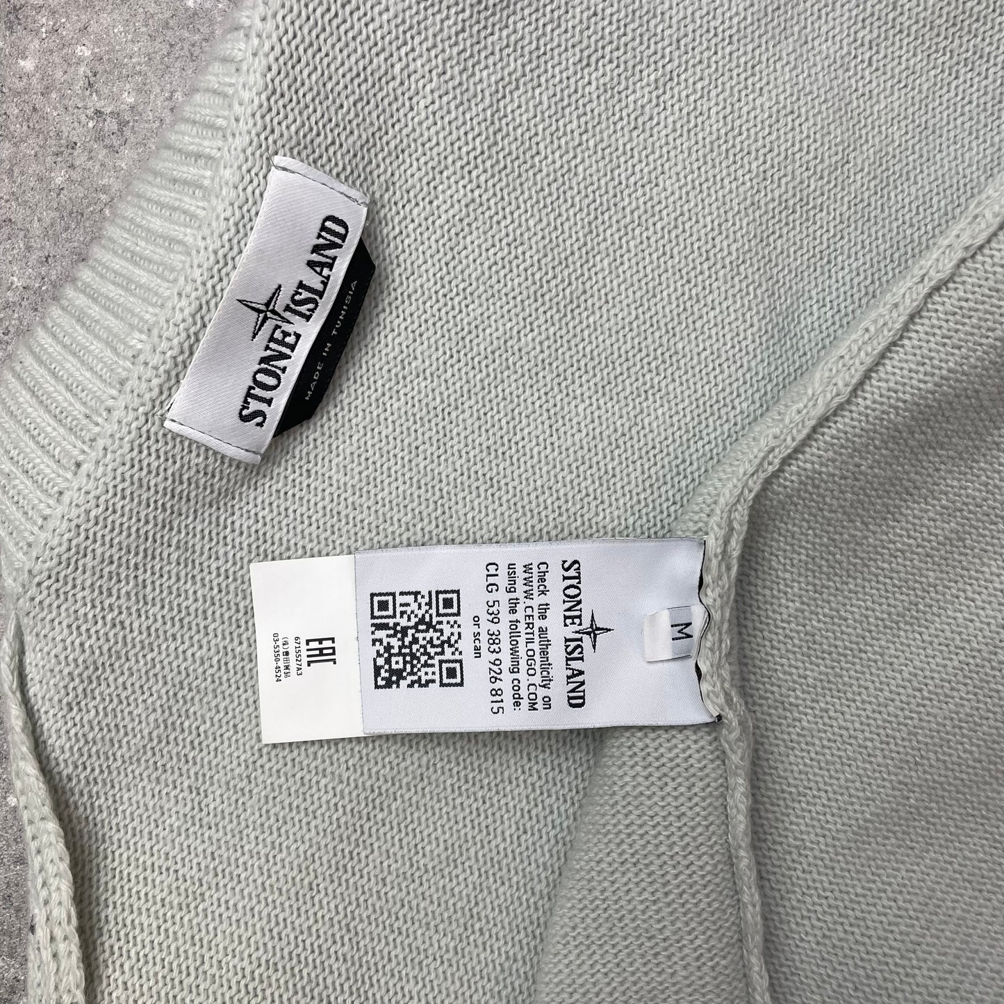 Stone Island Turquoise Knit Jumper w/ Grey Wool Pocket | Medium, Multicoloured