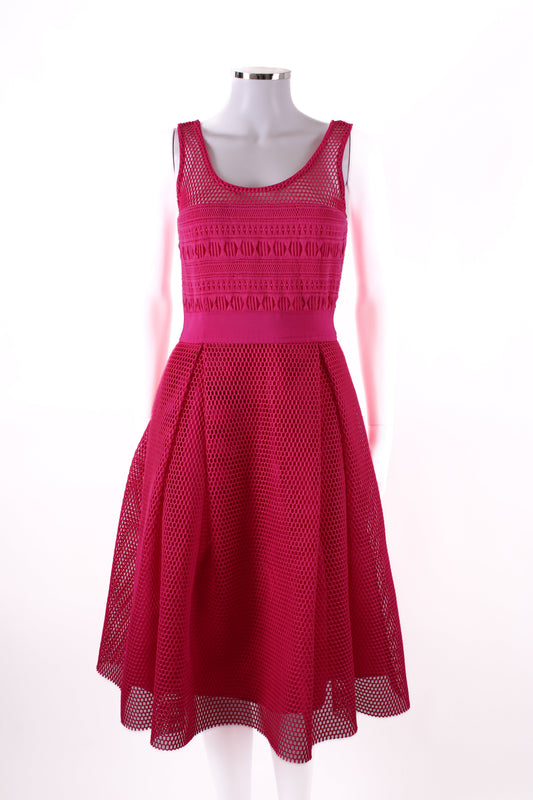 Pinko Mesh fuscia midi pleated dress Fuchsia 8 | O/S, Pink