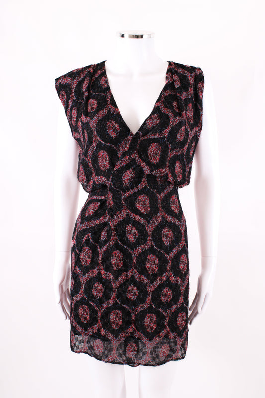 Isabel Marant S/S Print Wrap Dress Black/ Red 8 | O/S, Black