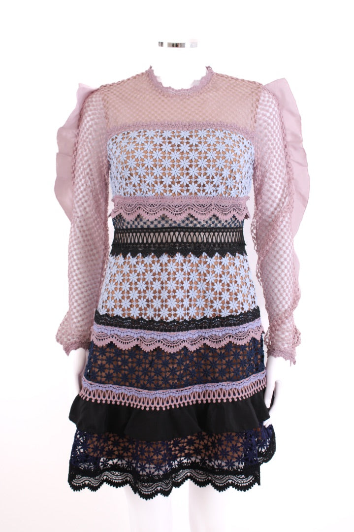 Self Portrait Lace Long Sleeve Dress Lilac 10 Self Portrait Lace Long Sleeve Dress Lilac 10