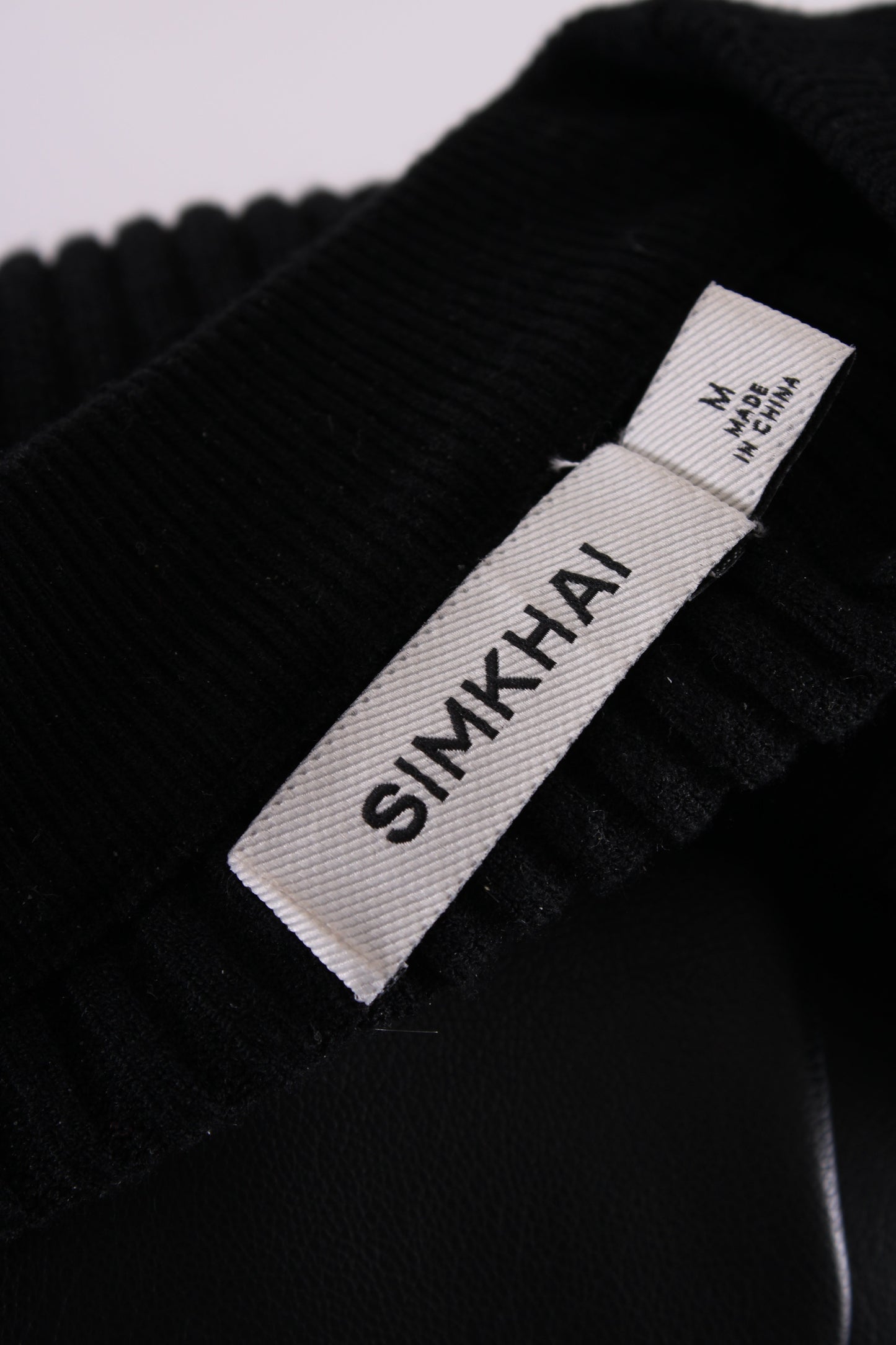 Simkhai L/S Rib Knit Faux Leather Dress Black M | Medium, Black