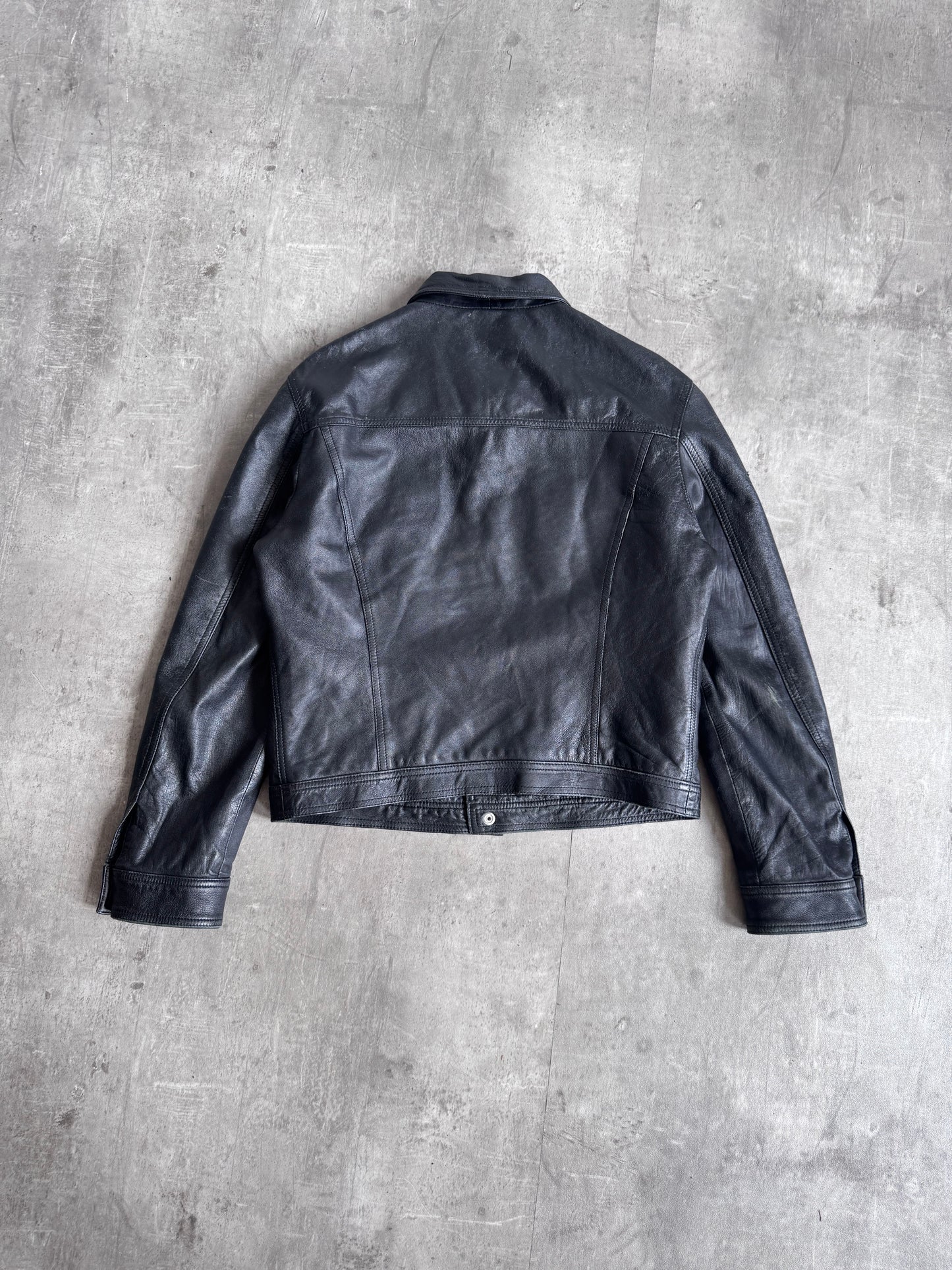 Versace Black Soft Leather Trucker Jacket