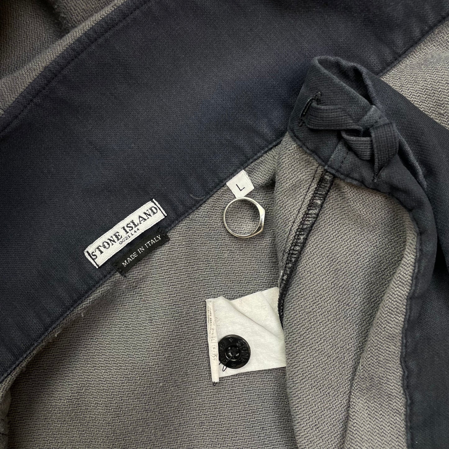 Stone Island Grey Hooded Cardigan Jacket AW04 | Large, Blue