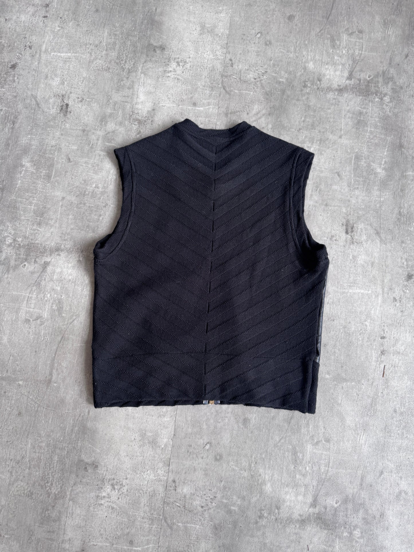 Versace Black Hybrid Leather Gilet