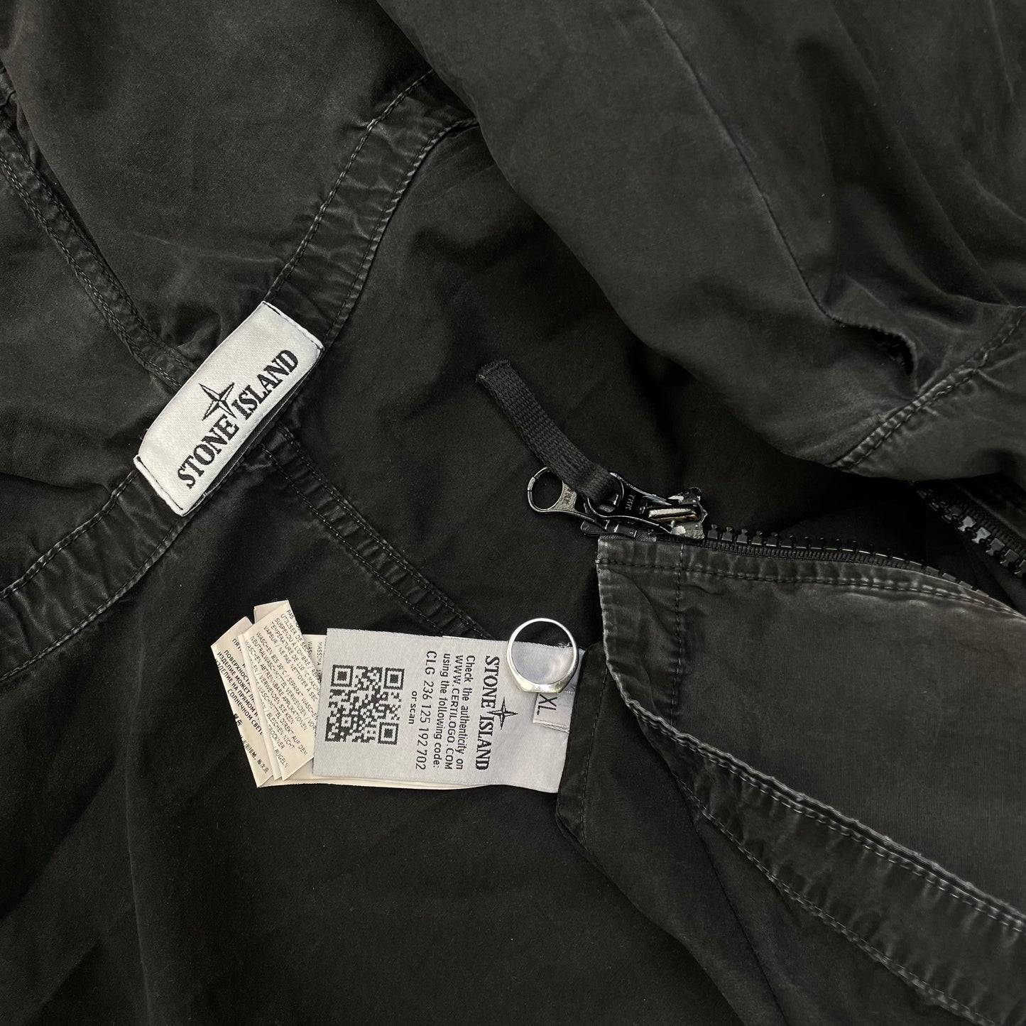 Stone Island Black Brushed Cotton Hooded Overshirt Jacket | X-Large, Black