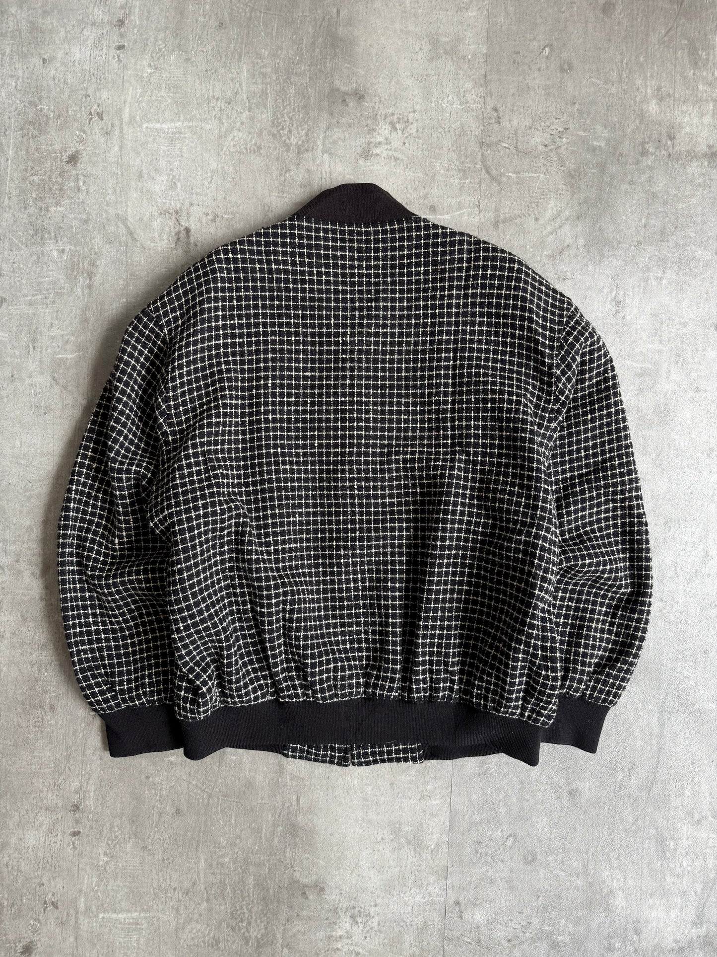 YSL Black Check Wool Bomber