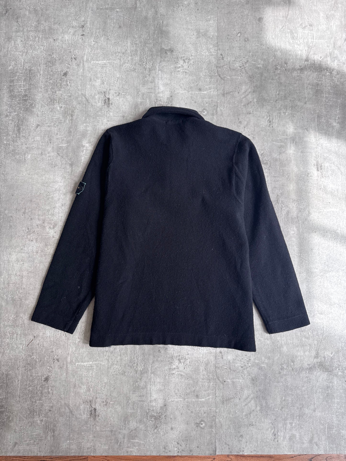 A/W1999 Stone Island Black Quarter Button Knit Sweater