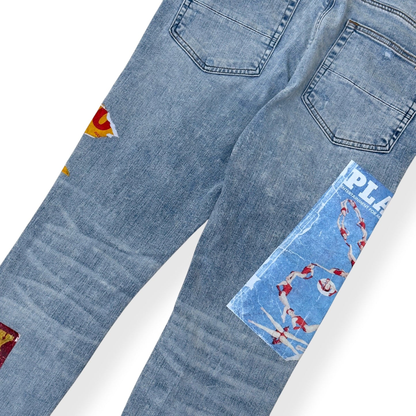 AMIRI X PLAYBOY MAGAZINE DISTRESSED SKINNY DENIM JEANS BLUE W33 / M | Medium, Blue