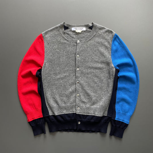 Comme Des Garçons Grey Red & Blue Cardigan | Medium, Multicoloured