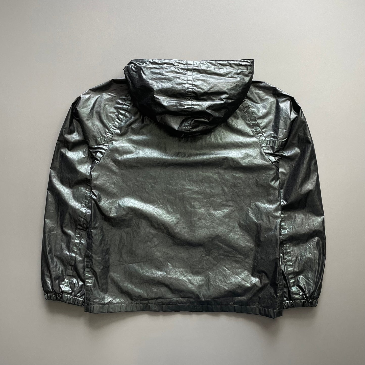 Prada Sport Forest Green 00s Waxy Hooded Windbreaker Jacket | Medium, Green