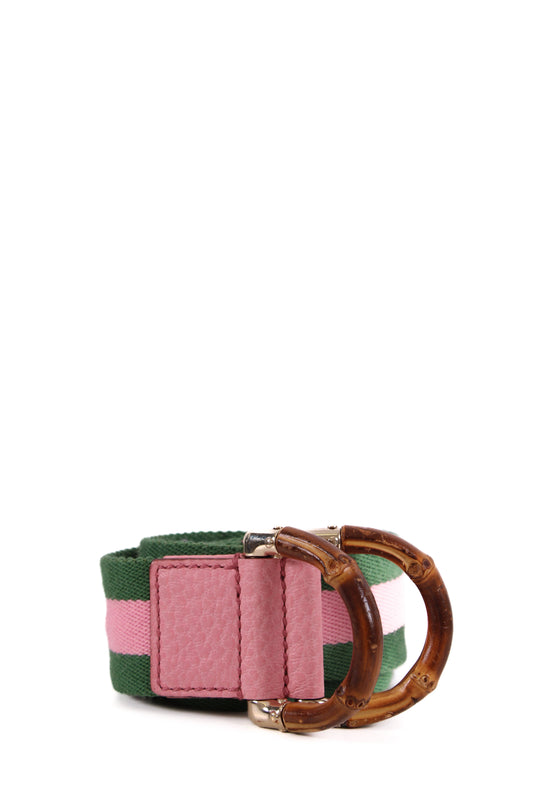 Gucci Stripe Bamboo Buckle Belt Green/ Pink 80.32 | O/S, Multicoloured