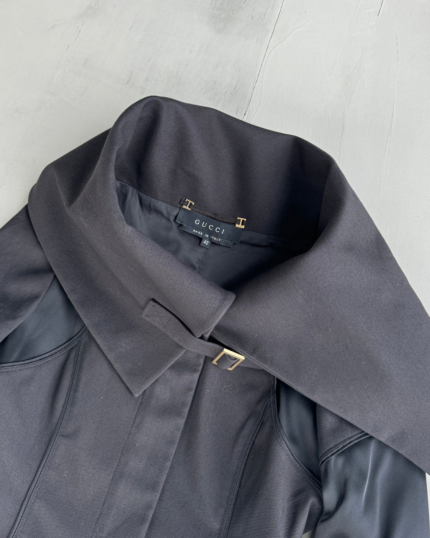 GUCCI BY TOM FORD FW2003 ASYMMETRIC HIGH COLLAR JACKET | S/M, Brown