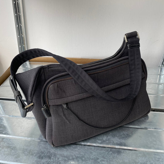 Prada Grey 90s Canvas Satchel Bag | O/S, Grey