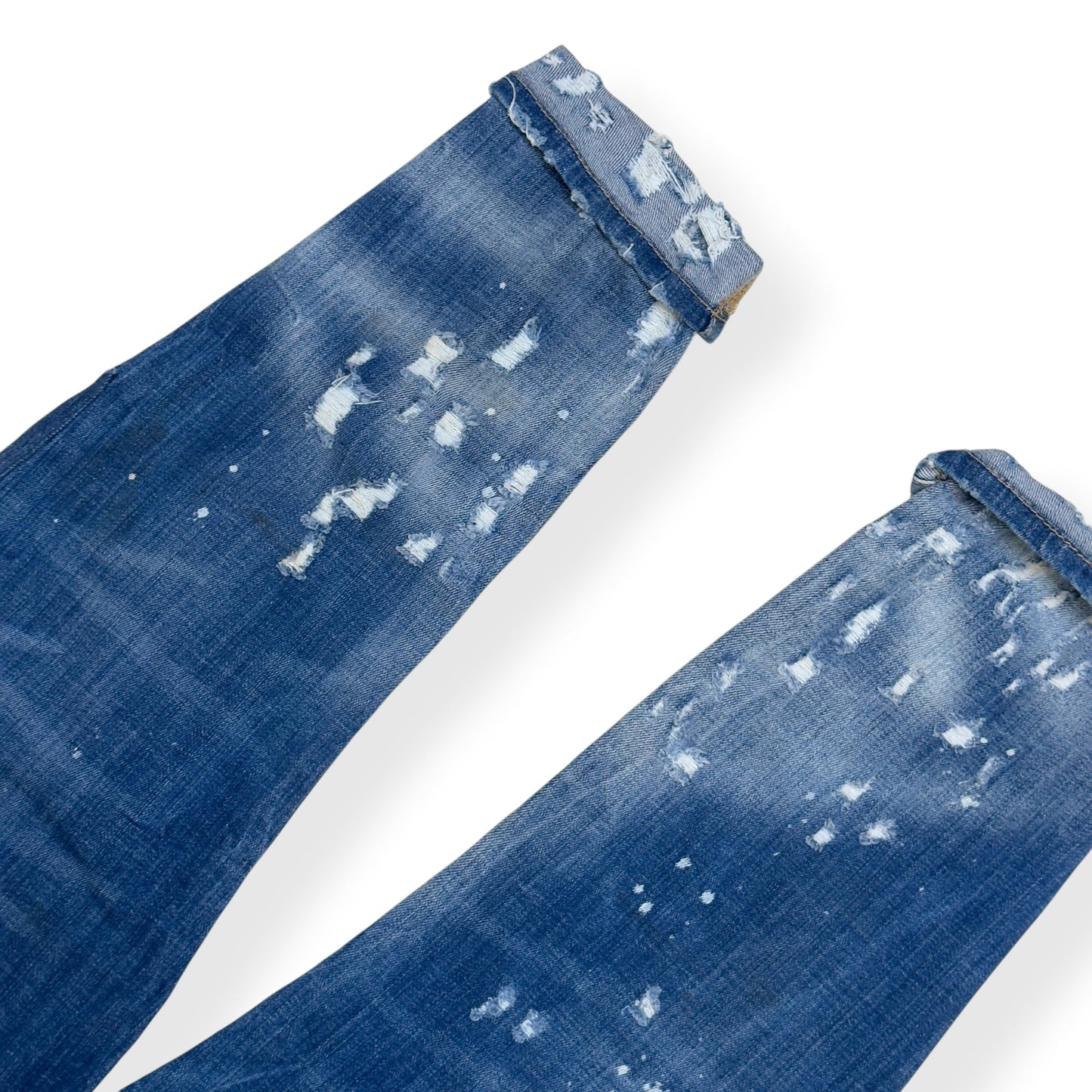 DSQUARED2 CROPPED DISTRESSED DENIM JEANS BLUE 50 / L | Large, Blue