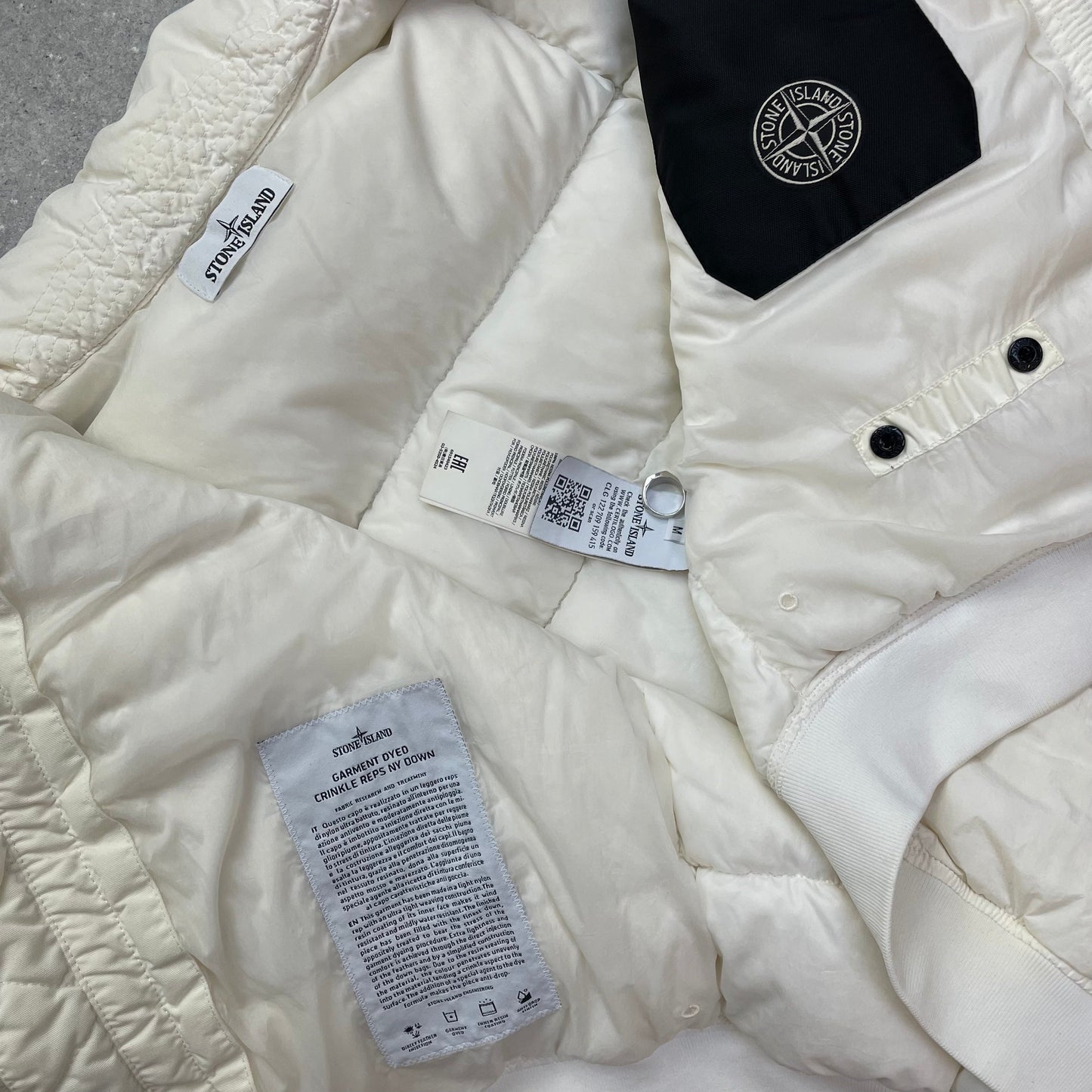 Stone Island White Crinkle Reps Nylon Down Puffer Jacket | Medium, Multicoloured