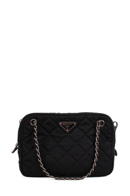 Prada Quilted Nylon Tessuto Shoulder Bag Medium Black | O/S, Black