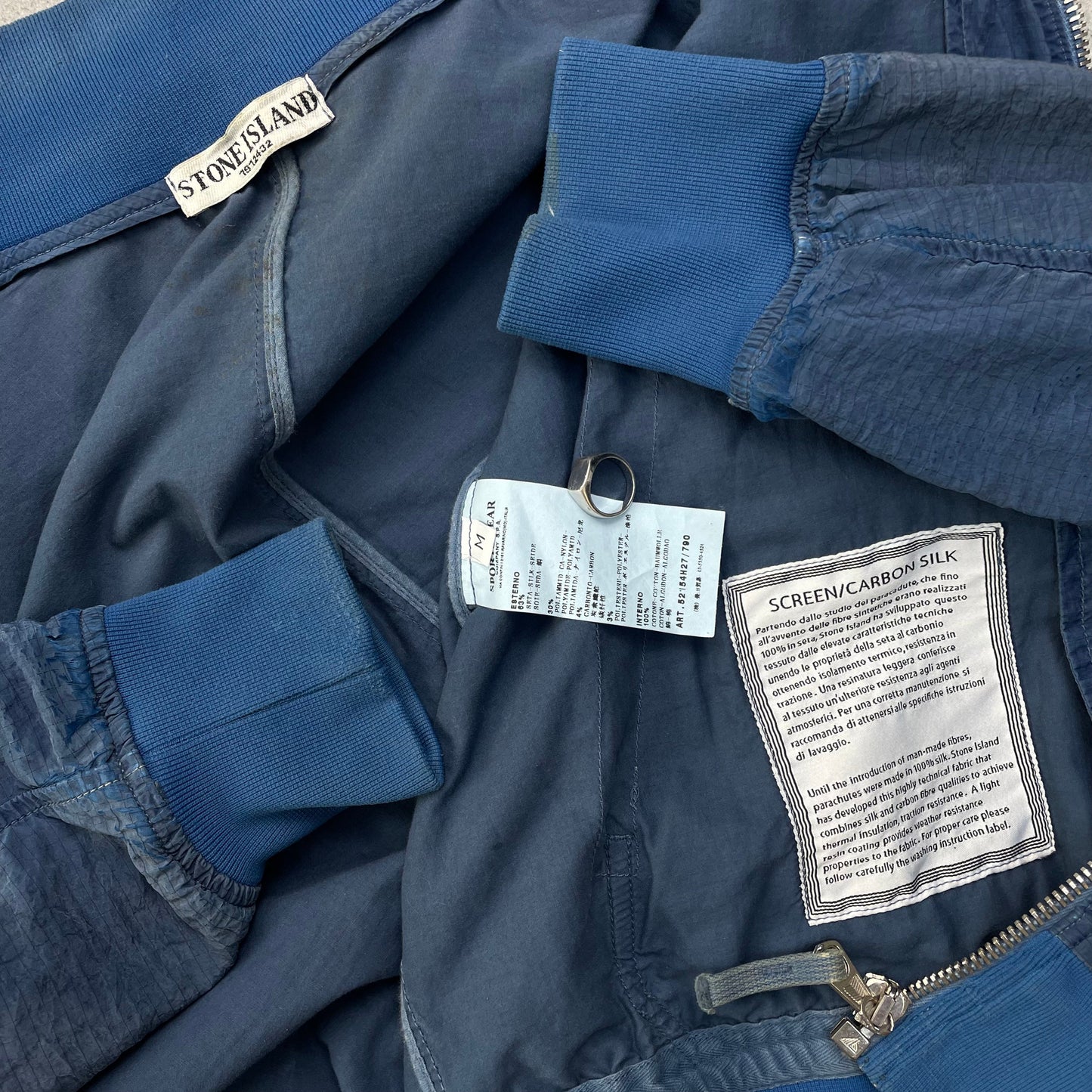 Stone Island Blue Screen Carbon Silk Bomber Jacket SS10 | Medium, Blue