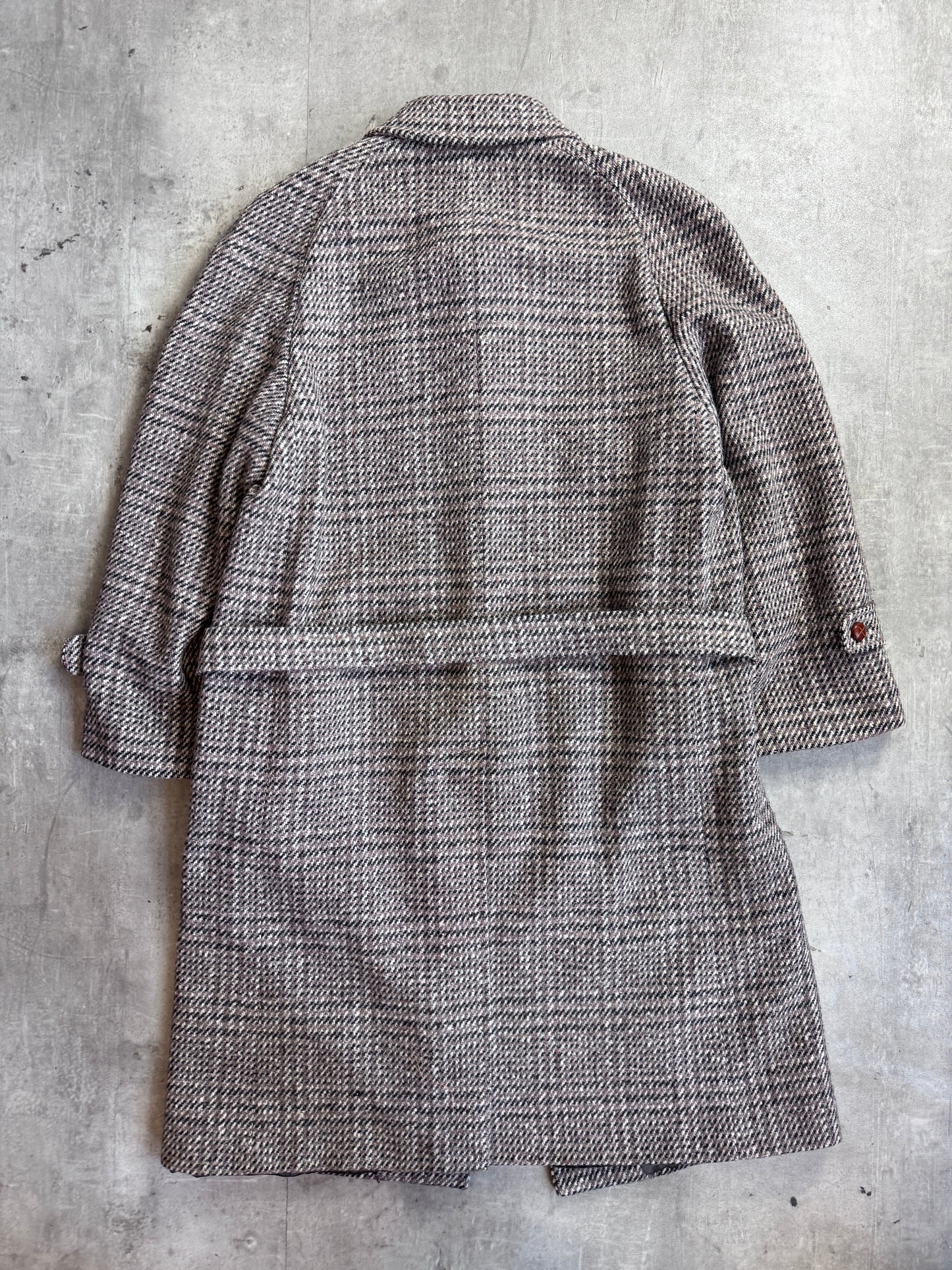 Valentino Brown Herringbone Heavy Wool Overcoat