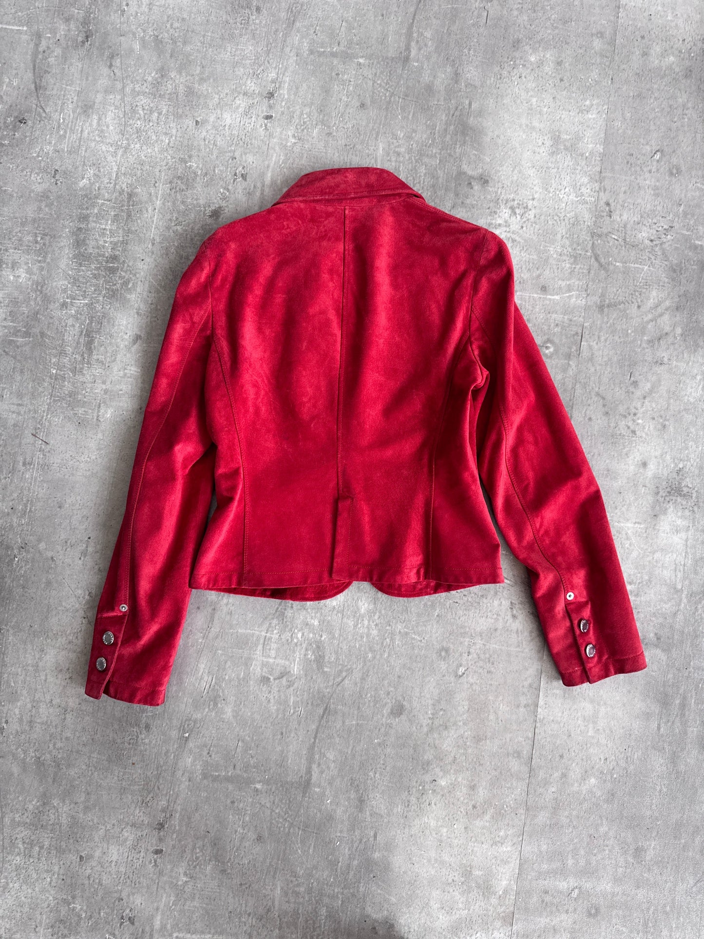 Prada Sport Red Suede Cropped Open Collar Jacket SC: 5782
