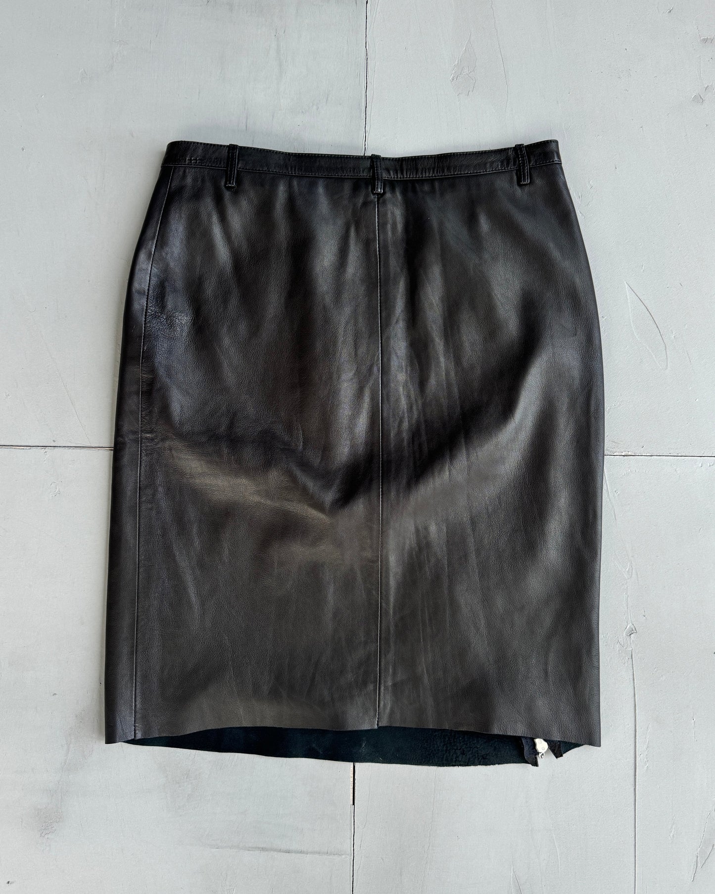 Plein Sud Lamb Leather Asymmetric Zipper Skirt - S